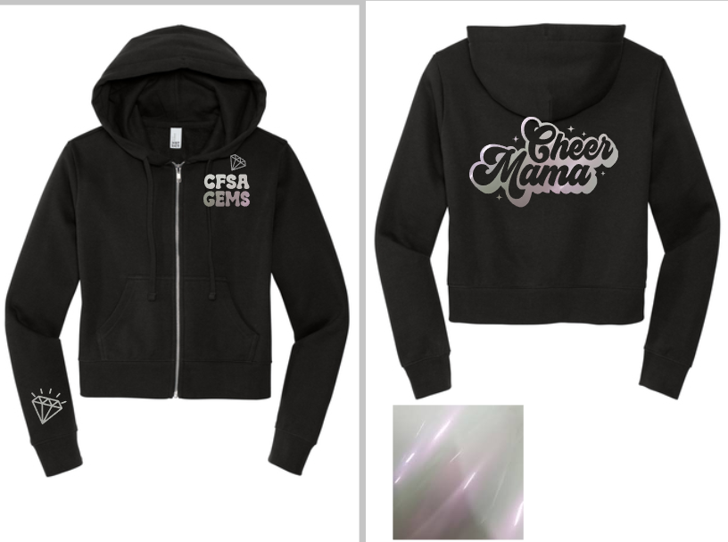 CFSA CHEER MAMA CROP ZIP HOODIE