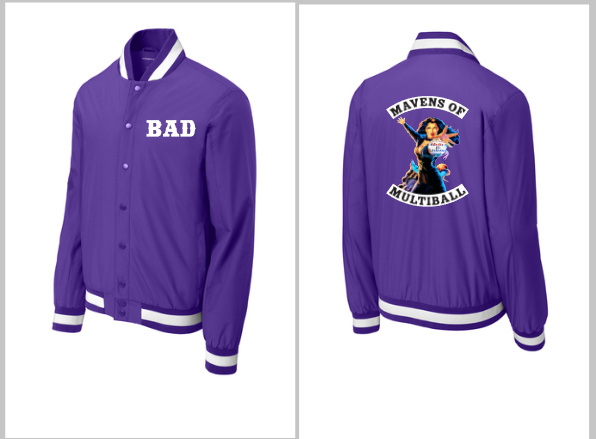 Belles and Chimes Purple Insulated Varsity Jacket