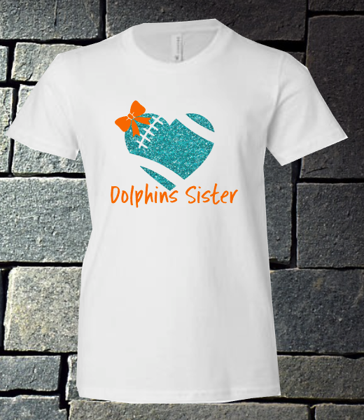 Dolphins Sister with football heart