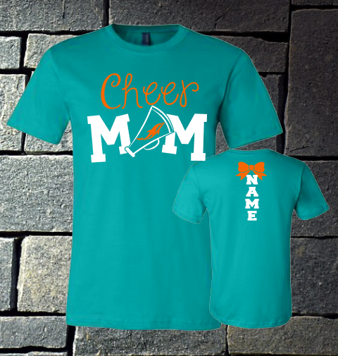 Dolphins Cheer Mom with name on back - Teal