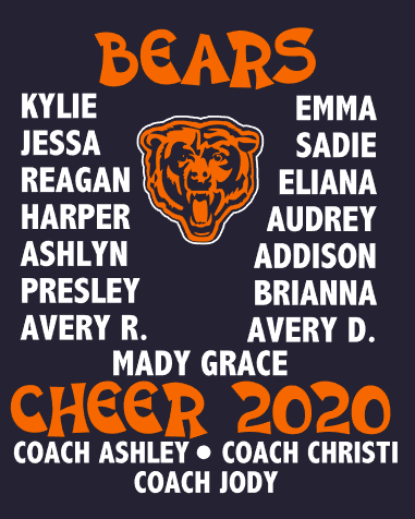 Bears Flag Cheer Girls Roster shirt 2020