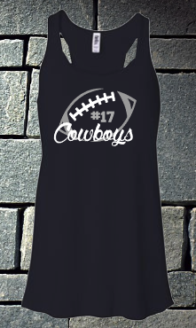 Cowboys football tank - ladies with number