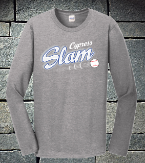 Slam baseball long sleeve t-shirt or dri fit - grey
