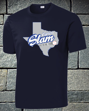 Slam baseball short sleeve dri fit or t-shirt - navy state of Texas