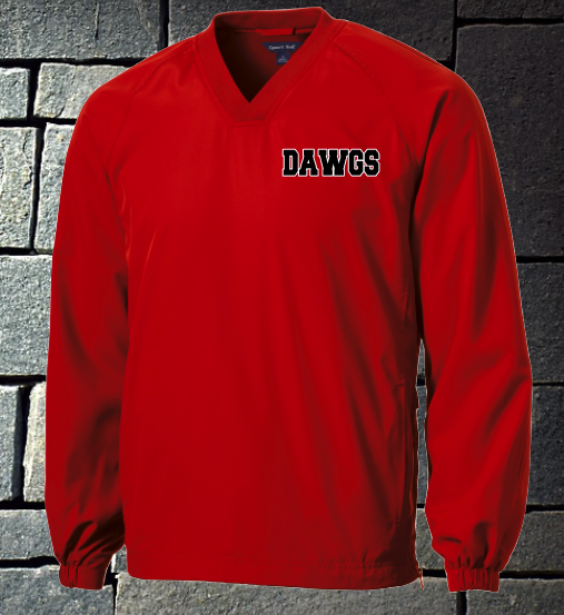 Dawgs Softball Rain/Wind pullover - red