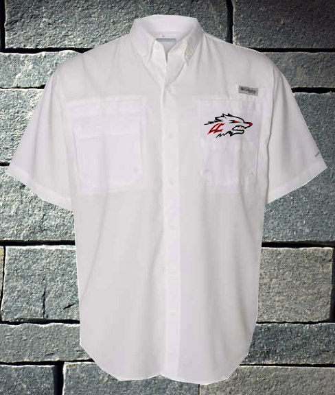 Lobo logo White Columbia Fishing shirt