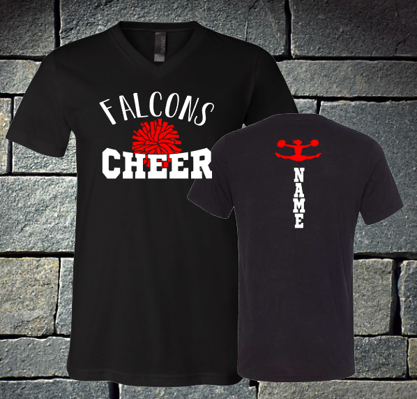 Falcons Cheer with pompom and name on back