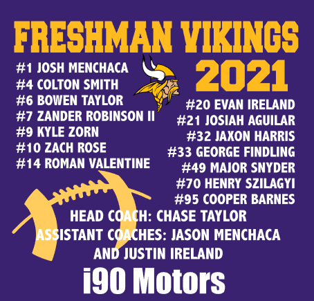Vikings Freshman Roster 2021 - Coach Taylor