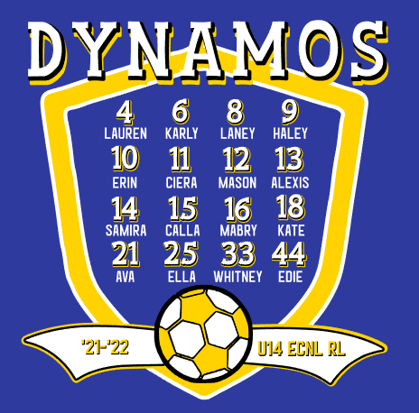 2021 Dynamos 08 Girls Roster - short sleeve