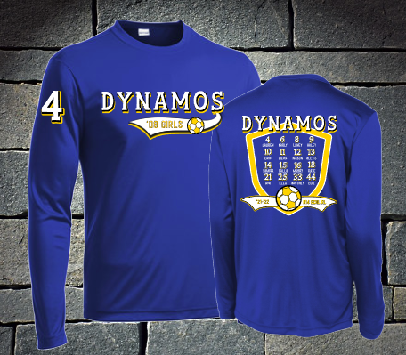 2021 Dynamos 08 Girls Roster - long sleeve