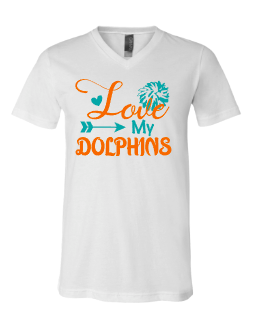 Love My Dolphins heart and arrow cheer