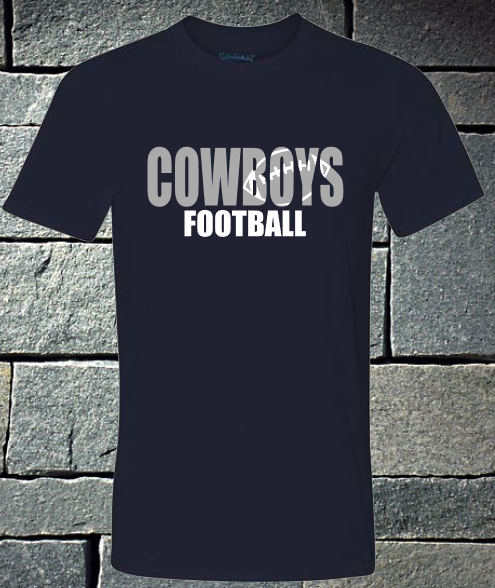 Cowboys football with football silhouette