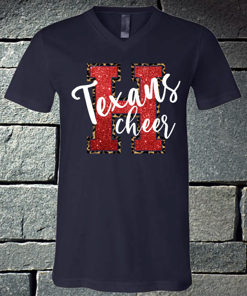 Texans H Cheer faux glitter