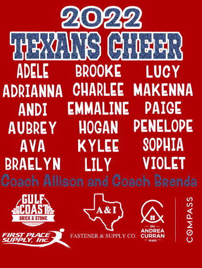 2022 Texans Cheer Roster - Auippa