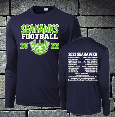 Seahawks Football 2022 Roster design long sleeve dri fit- Kellogg