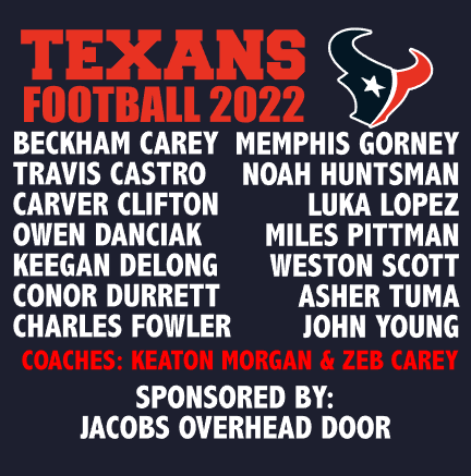 Texans flat Football 2022 Roster  - Anthony