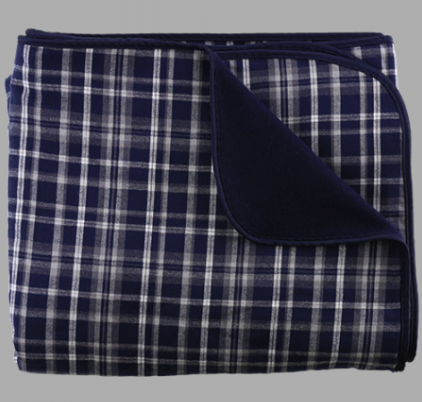 Navy and White Bears Flannel Blanket