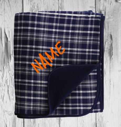 Navy and White Bears Flannel Blanket