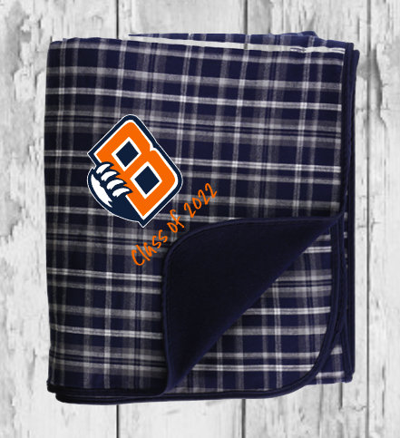 Navy and White Bears Flannel Blanket