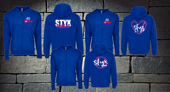 Styx Softball  Personalized Zip up Hoodie