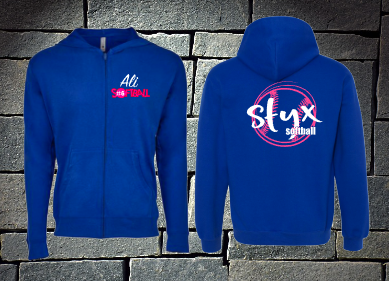 Styx Softball  Personalized Zip up Hoodie