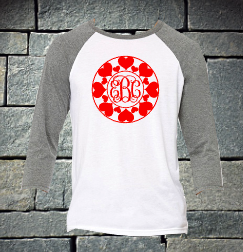 Circle Heart Monogram Raglan