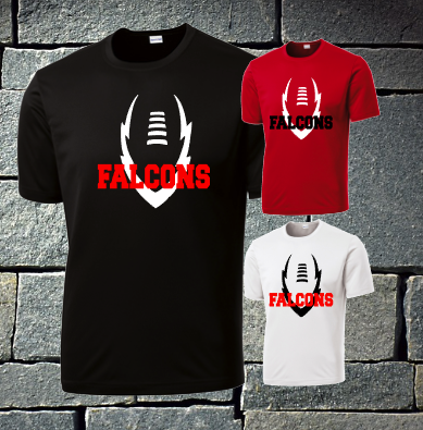 Falcons with football outline