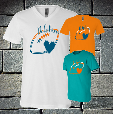 Dolphins two color ladies t-shirts