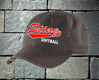 Sting grey with red distress baseball hat