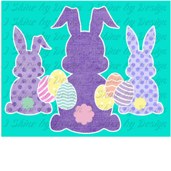 Three purple bunnies